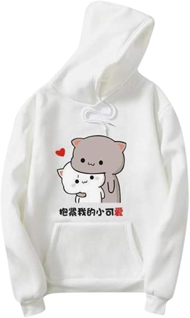 VJGOAL Dessin Animé Sweet Sweat Capuche Femmes Couple Pullover Mignon Chat  et Caractères Chinois Imprimé Casual T-Shirt Mode Marque Original  Sweatshirt Vêtements Grande Taille S-3XL : Amazon.fr: Vêtements