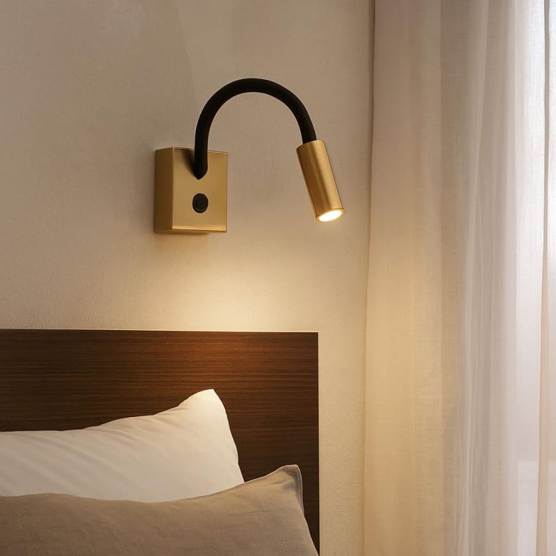 B·LED BARCELONA LED Applique murale LED 3W avec bras flexible | 2800K lumière chaude | Orientable | Interrupteur intégré | Aluminium | Chambre, hôtels &...