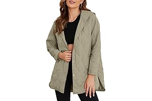 Women Jackets Fall: Long Quilted Hooded Lightweight Jackets for Casual Business