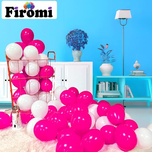 Image of Firomi Small Hot Pink Balloons 5-inch 100 Pack (with 2 Ribbons)