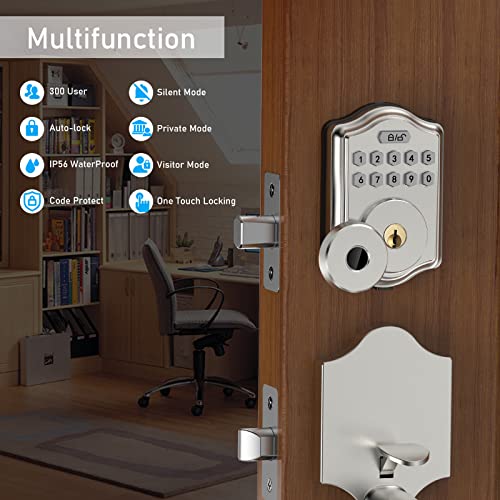 Smart Fingerprint Door Lock, Guarder Electronic Keyless Entry Door Lock With Fingerprint/Keypad Code/Key, 300 User Front Door Lock, Smart Deadbolt Ip66 Waterproof Easy To Install For Door Security #TOP1