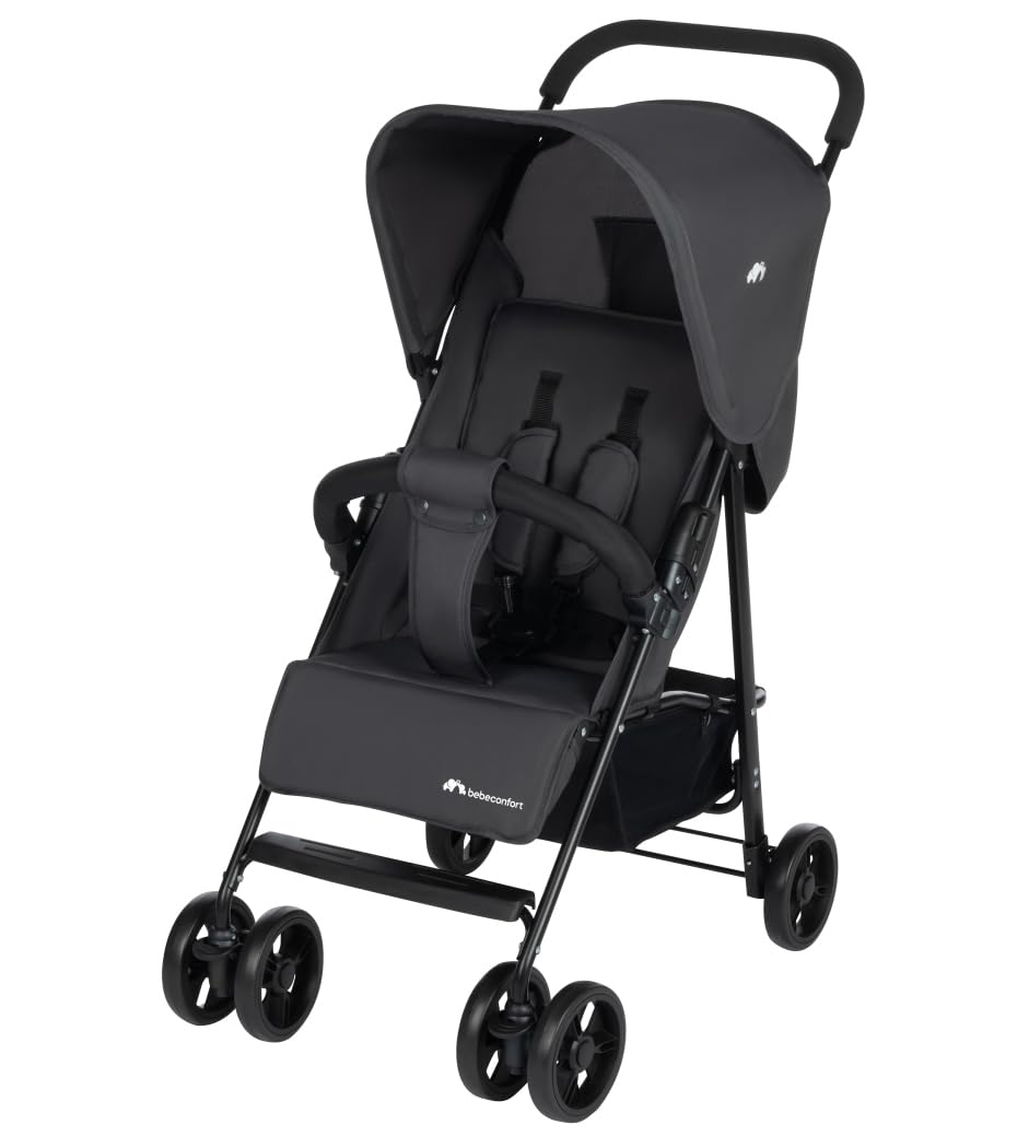 Bebeconfort Foggy Kinderwagen, 0-3,5 Jahre, bis 15 kg, leichter und tragbarer Kinderwagen mit Liegeposition für Neugeborene, kompakt geschlossen, beweglicher Handlauf, Mineral Graphite