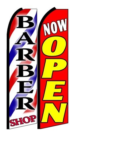 Barber Shop Now Open King Swooper Flag 2 Pack (Hardware Not Included)