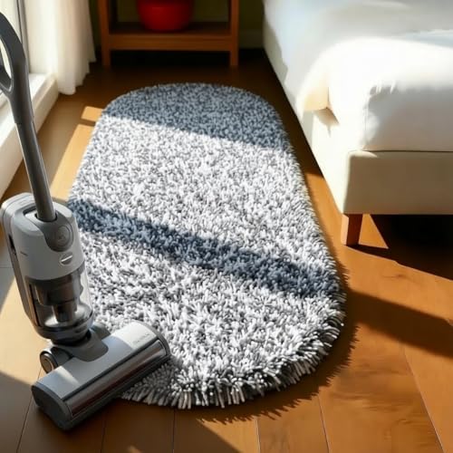 Image of Fluffy Silky Micro Fiber Polyster Carpet /Runner for Bedroom, Study Room, Playing Room, Guest Room ETC. 3x5 feet Feet, (Grey and Ivory Mix)