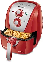 MONDIAL Fritadeira Sem Óleo Air Fryer 4L, Vermelho/Inox, 1500W, 220V - AFN-40-RI