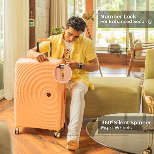 Image of Nasher Miles Polypropylene Spinner Seattle Hard-Sided Check-in Luggage 28 inch | 75cm | 8 Wheels Large Trolley Bag for Travel | Suitcase (Peach)