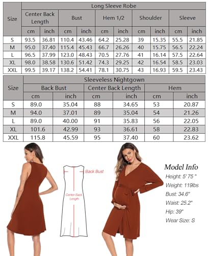Image of SWOMOG Women Maternity Nursing Gown and Robe Set 3 in 1 Labor Delivery Nursing Nightgown for Breastfeeding Hospital Bathrobe