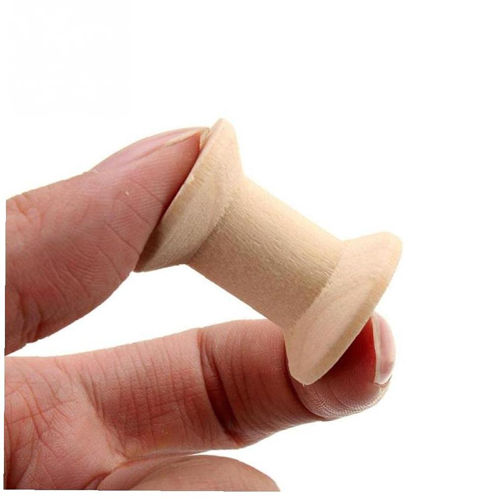Zonster 10Pcs Wooden Spools, Empty Thread Bobbins Cylinder Needlework Manual Crafts Bobbins Reels Organizer For Ribbon Sewing Tools