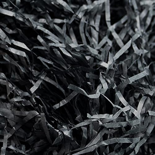 100 Grams Raffia Gift Filler Paper Shreds,Grass Craft Shredded Tissue for Basket Filling, Gift Decoration Gift Box Filling DIY Gift Packaging and Party Supplies Accessories (Black)