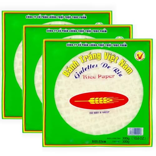 Rice Paper Wrappers Spring Roll Wrappers Organic Rice Paper Sheets Rice Wraps for Spring Rolls Egg Roll Wrappers Wonton Wrappers Dumpling Wrappers White Rice Paper Wraps (22cm) 105 PCS