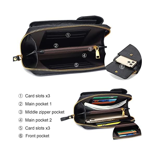 Cross-Body Shoulder Bag for Women PU Leather Cute Slim Handbag Cell Phone Purse Chain Pouch Valentine's Day Gift/Gift Box 35024BLACK - Image 6