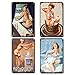 BieFuDan 4Pcs Vintage Get Naked Sign, Vintage Wall Decor Retro Art Tin Sign, Bathroom Sexy Pinup Girl Posters Pattern Funny Decorations for Cafe Bar Pub Beer Home Metal Posters 11.8x7.9in