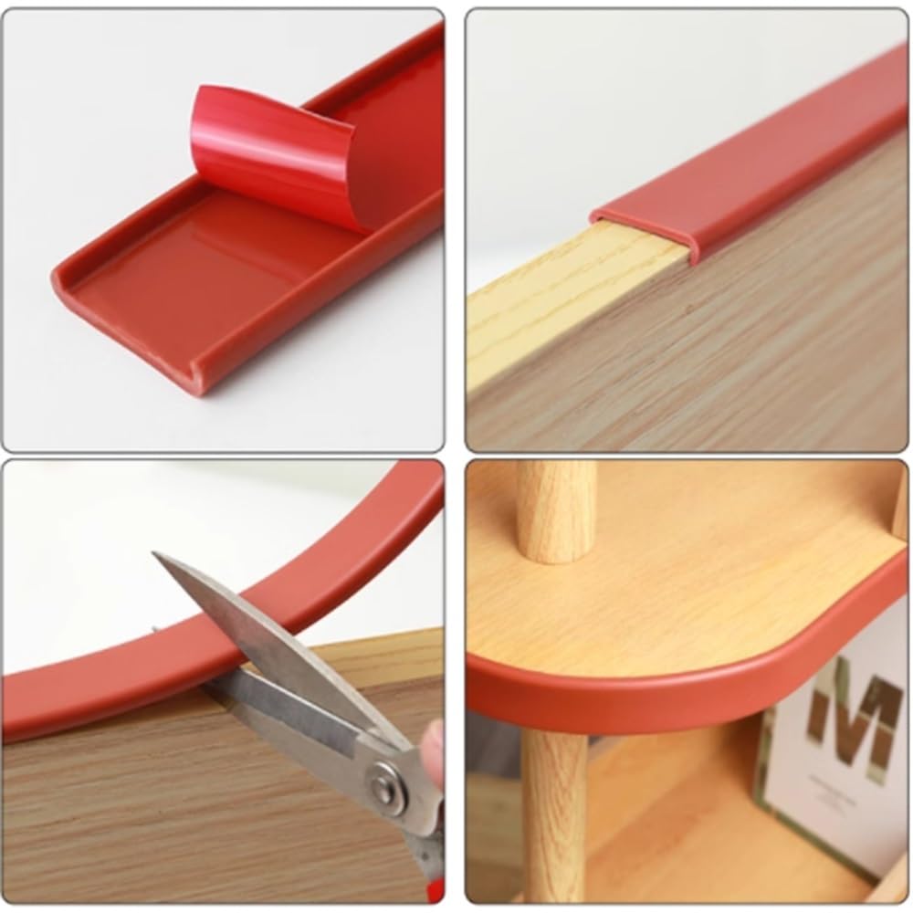 Protector de Bordes Autoadhesivo en Forma de U de 1,9 m, for Muebles, encimeras, reparación de gabinetes.(Reddish-Brown,3.6cm)