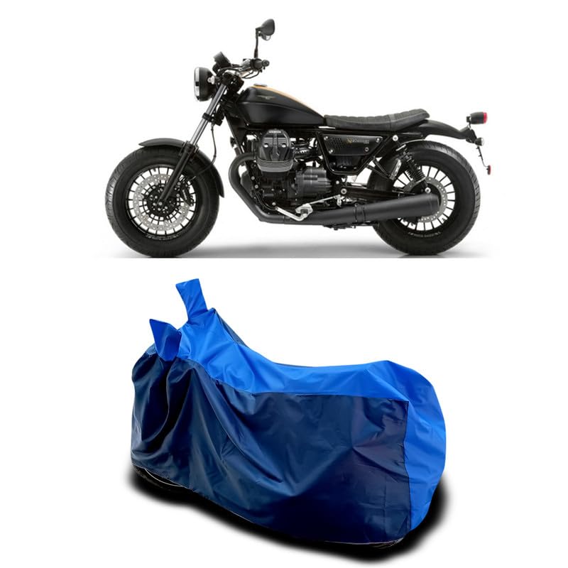 Image of DUFFEL-Two Wheeler Bike Body Cover Compatible for Moto Guzzi V9 Bobber Bs6 Heat Protectio /UV-Rays /Birds Dropping /DustProof /Waterproof All Variants [Nevay Blue]