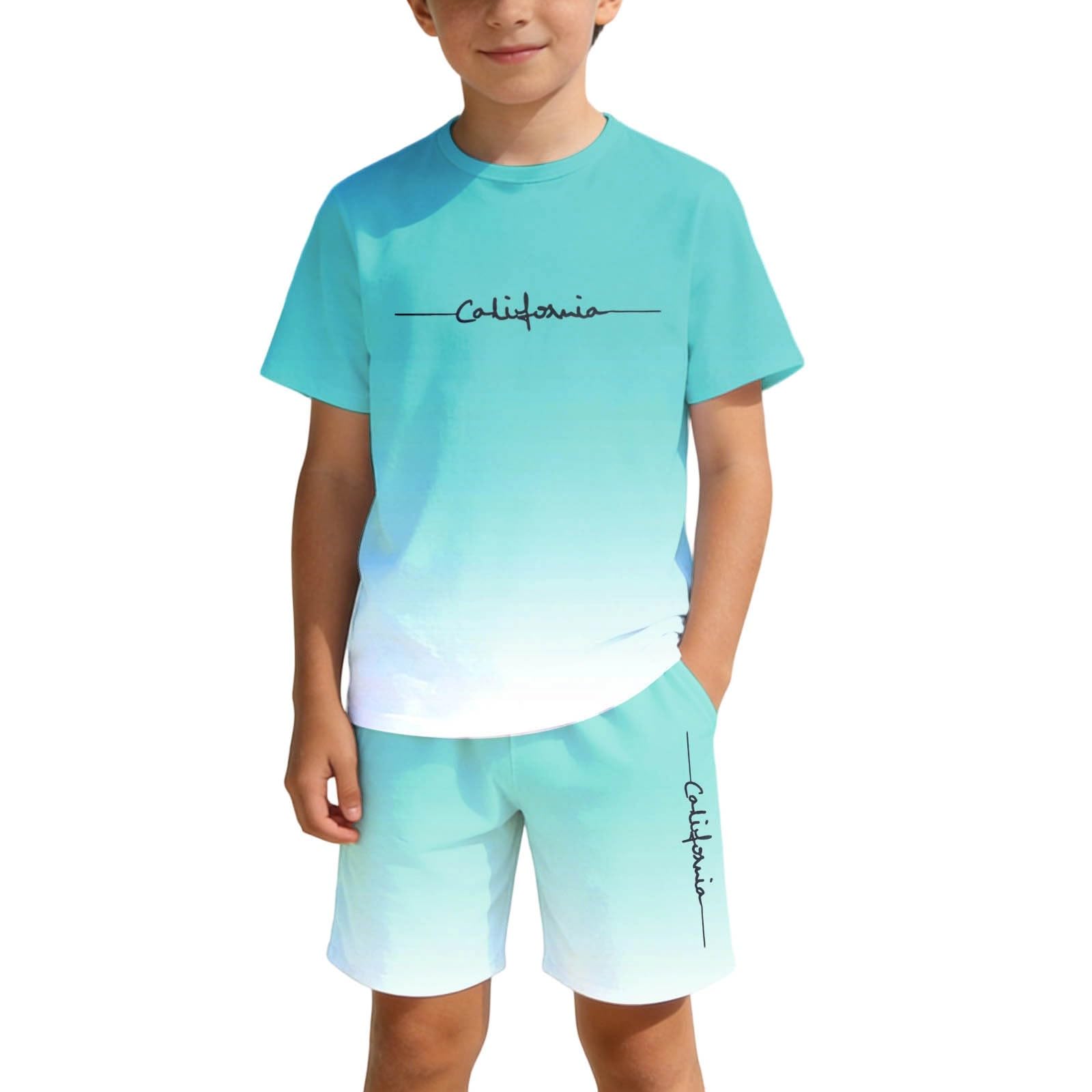 Ensembles été Enfant Garcon Short Et T-Shirt Manche Courte Baggy Chic Vetement Ado Garcon Fashion Leger Vacances Casual Confortable Sport Entrainement