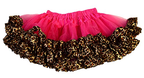 Max Daniel Designs Maxine Girls' Fluffy Tulle Tutu Skirt Tiered Animal Print Ballet Dance Pettiskirt Dress (Small, Hot Pink/Leopard) #TOP1