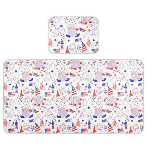 Takiito Patriotic Gnomes Baby Cooling Mattress Pad, Soft & Breathable Cooling Mat Keep Baby Cool in Summer 28x52 in, Nursery Essential