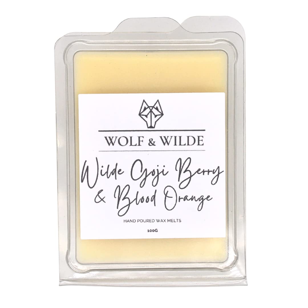 Wolf & Wilde Orange,Violet Goji Berry & Blood Orange Aromatherapy Soy Wax Melts 100G. Pack Of 6 Blocks. Highly Scented Wax Tarts Handmade In Yorkshire By