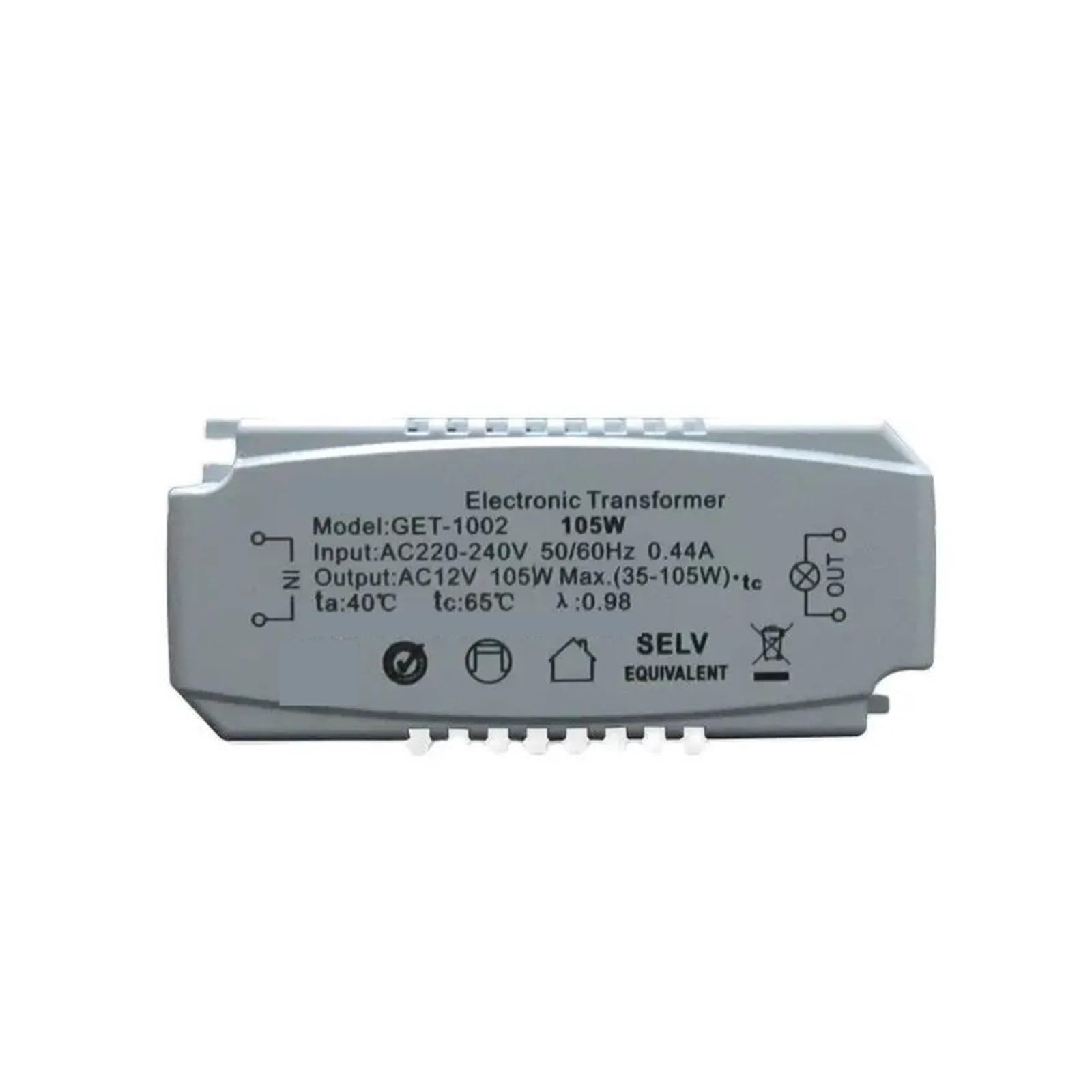 Badika 105W Electronic Transformer 60W 120W 160W Electronic Transformer For G4 Crystal Lamp Halogen Lamp Quartz Light Ac220-240V 50/60Hz Input Ac12v Output(,1 Piece_220v)