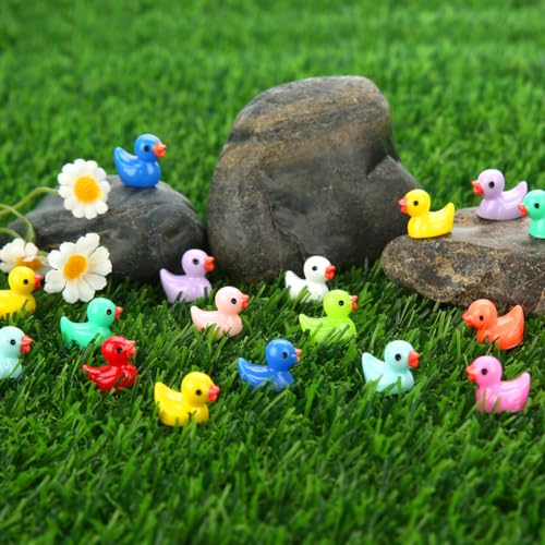 image for GWAHSA 240pcs Mini Ducks, Tiny Resin Duck Figurines Colorful Plastic S