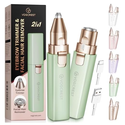 Removedor de vello facial y cejas para mujeres: Afeitadora eléctrica 2 en 1 para el rostro y recortadora de cejas - Removedor de vello facial y corporal recargable para mujeres con luz LED