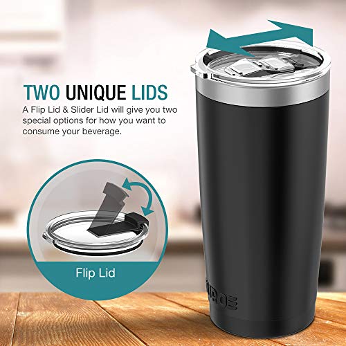 Juro Tumbler 20 Oz Stainless Steel Vacuum Insulated Tumblers W/Lids And Straw [Travel Mug] Double Wall Water Coffee Cup For Home, Office, Kitchen Outdoor Ideal For Ice Drinks/Hot Beverage - Black #TOP3