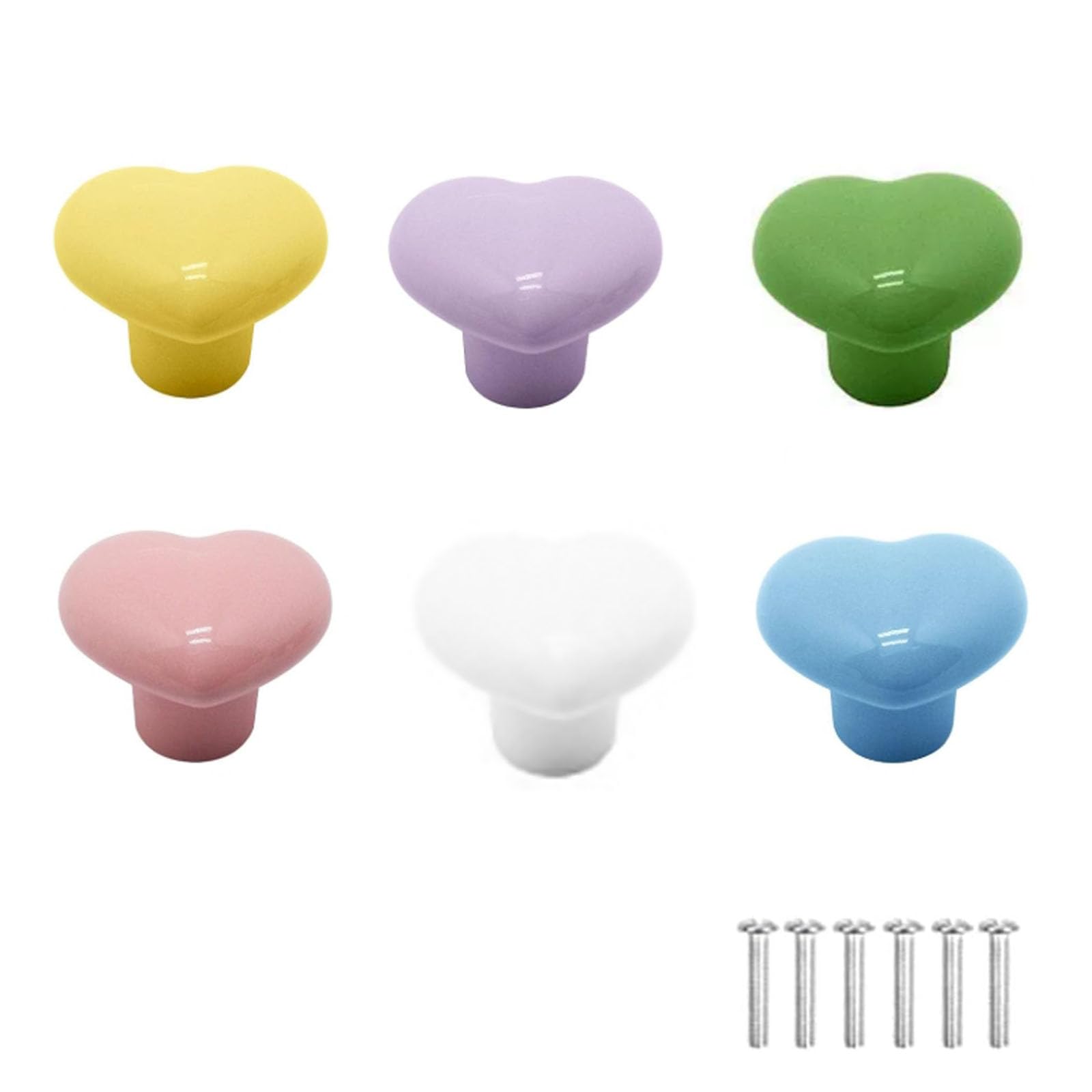 yufana Colorful Wardrobe Knobs, 6-Piece Colored Cabinet Knob Love Drawer Knob Handle Furniture Wardrobe Dressing Table Knob Suitable for Children's Room Cabinet Drawer Living Room