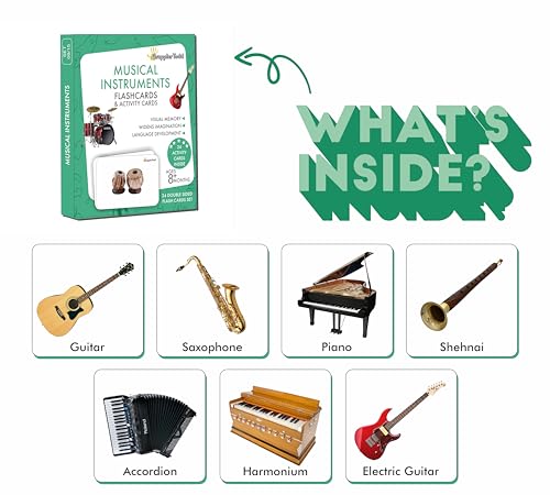 Image of GrapplerTodd Musical Instruments Activity Flashcards for Kids, Early Learning Toys, Flashcards for Preschoolers & Toddlers, Montessori Educational Toys, 6 Months to 6 Years Kids