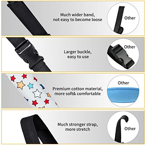 Image of Baby Carseat Head Support,Car seat Straps Pillow Support Ban,Stroller Neck Relief Strap Headrest,Slumber Sling Sleep Positioner for Toddler Infants Child Children Kids(White Stars + Birds)