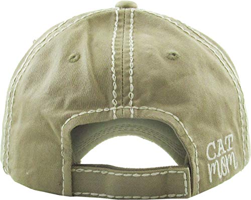 Image of KBETHOS Dog Cat Mom Dad Theme Womens Baseball Cap Distressed Vintage Unconstructed Embroidered Patch Hat