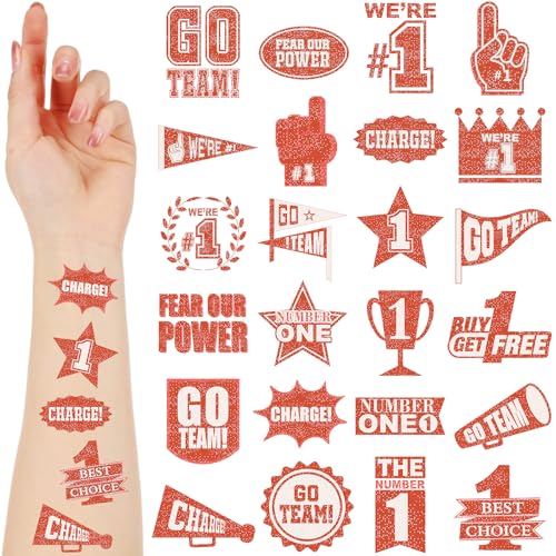 Landhoow Dark Orange 240 Pcs School Spirit Tattoos Football Spirit Item