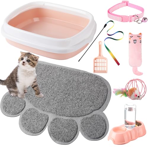 Kit para gatito pequeño con arenero y accesorios rosa miniatura 1