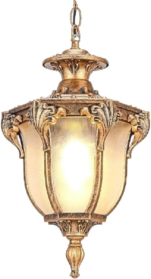 Riankh Outdoor Lights Continental Vintage IP65 Waterproof Chandelier Glass Lampshade Garden Corridor Pavilions Balcony Grape Rack Indoor& Outdoor Pendant Light Exterior Ceiling Lighting Fixture E27