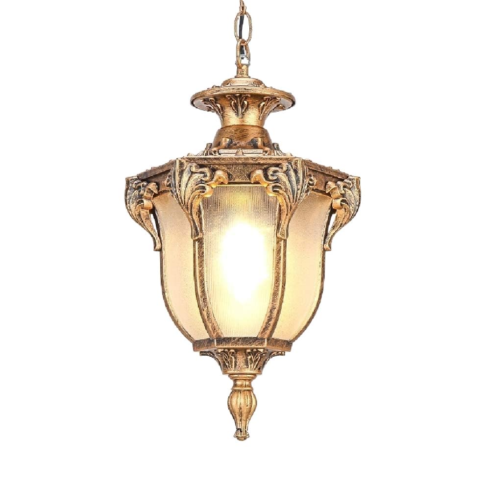 Riankh Outdoor Lights Continental Vintage IP65 Waterproof Chandelier Glass Lampshade Garden Corridor Pavilions Balcony Grape Rack Indoor& Outdoor Pendant Light Exterior Ceiling Lighting Fixture E27