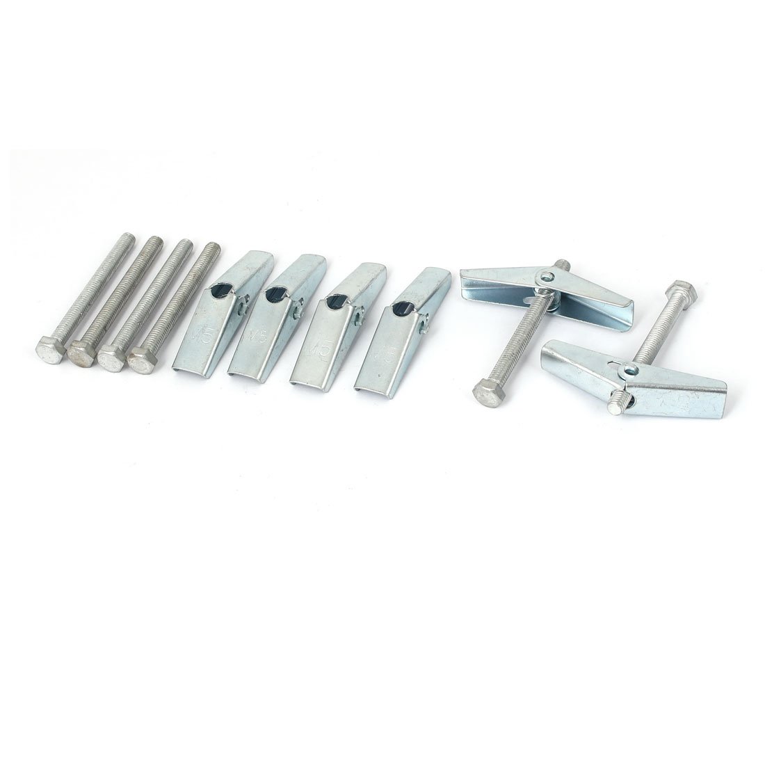 Aexit 5mm x Anchors 50mm Thread Metal Spring Toggle Wall Anchor Bolts Silver Tone Expansion Anchors 6 Pcs