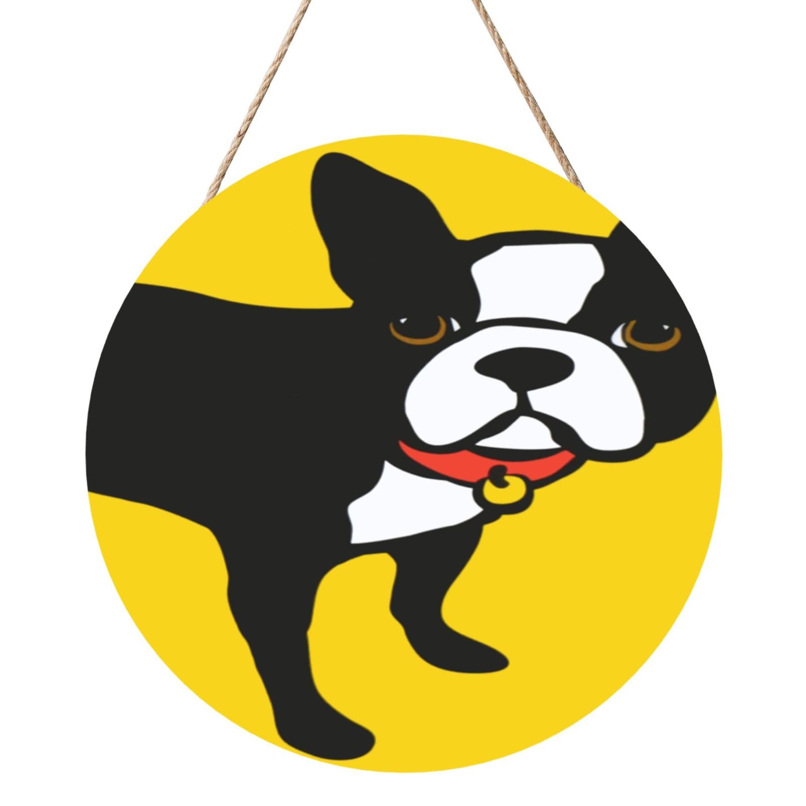 InOmak French Bulldog, Round Wood Panel Painting 12 in, Wall Hanging Painting For Home
