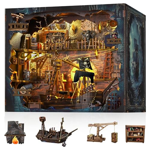 Book Nook Pirate Kit - DIY Miniature House Kit for Adults, Teens, Dollhouse Booknook Bookshelf...