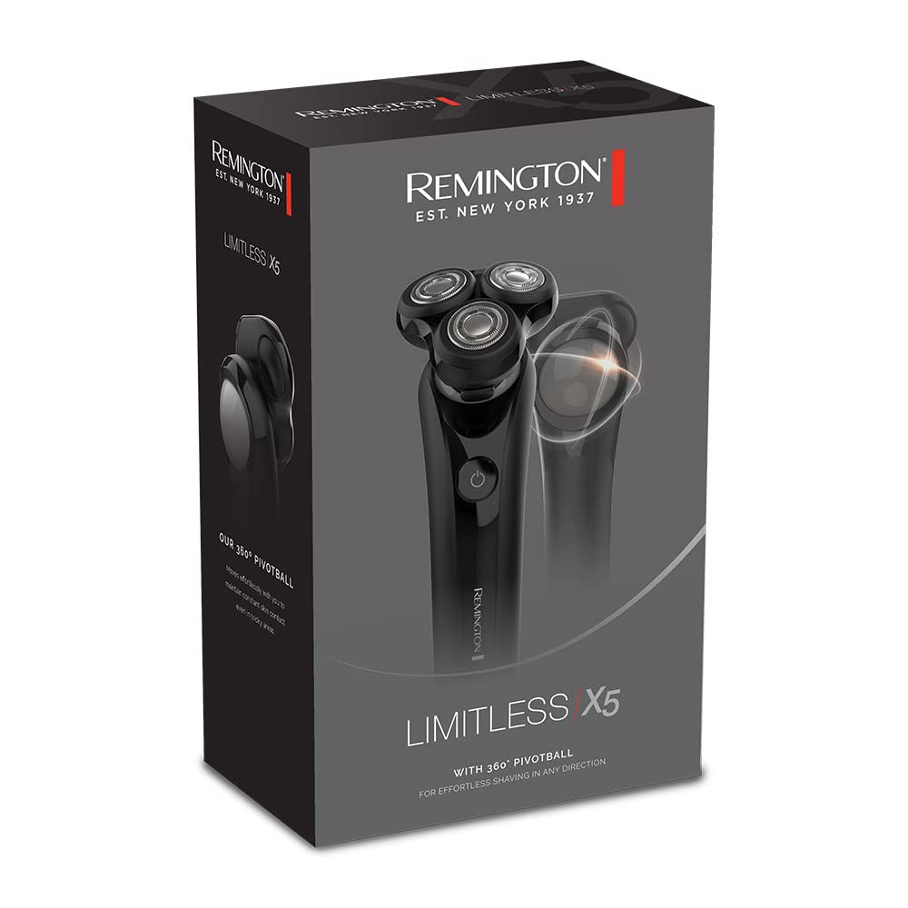 Remington, Rasoio testa calva, Testina 360° per zone difficili, Powersense Tech- velocità adattiva, lame comfort, rasatura a filo pelle (0.2 mm), ricaricabile, waterproof, X5 Limitless XR1750