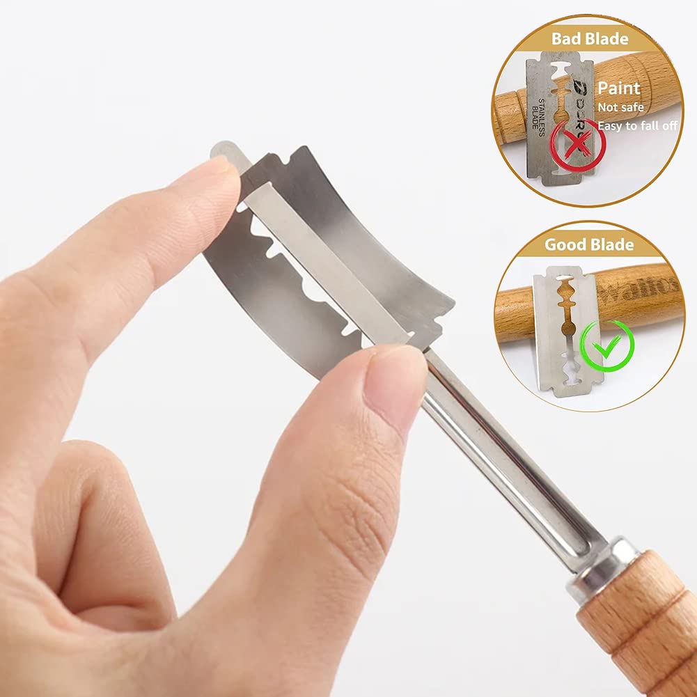 Qooner Pain Boulangers Cutter Slashing Outil Pâte Faire Rasoir Poignée En Bois Ustensiles De Cuisson Pour BRICOLAGE Pâte À Pain Ustensiles De Cuisine Cuisine