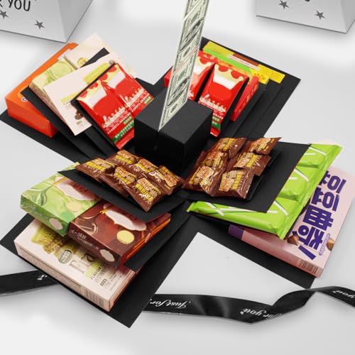 Romiona 5-Layer creative explosion gift box gift wrap box (Black Square)