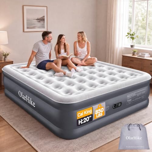 Image of OlarHike 20 inch H Cal King Air Mattress with Built in Pump,Family Size, 850lb