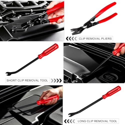 Image of 52pcs Precision Pick and Hook Tool Set, Trim Removal Tools,Clip Removal Plier Fastener Removers Set,Red
