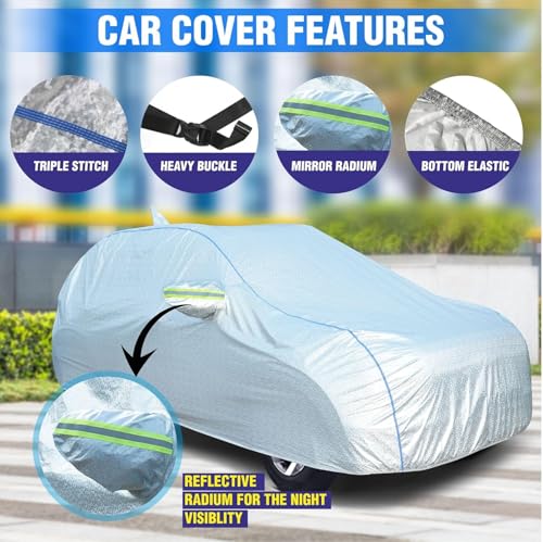 Image of for Nissan Magnite 100% Waterproof Car Cover for All Weather Protection with Mirror Pockets, Soft Cotton Lining, Triple Stitched with Adjustable Belt Bottom Elastic to Secure Fit