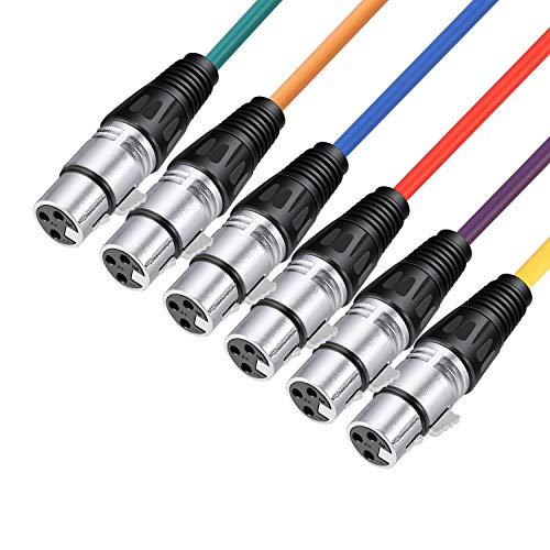 Neewer 6-Pack Audio Mic Cable Cords 24.9 Feet/7.6 Meters -Xlr Male To Xlr Female Colored Snake Cables (Purple/Red/Blue/Orange/Yellow/Green) #TOP5