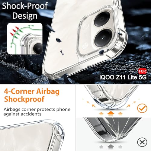 Image of TheGiftKart Crystal Clear Back Cover Case for iQOO Z11 Lite 5G | Shock Proof 360 Degree Protection | Transparent Hard Clear Back Cover Case for iQOO Z11 Lite 5G (PC & TPU, Transparent Bumper)