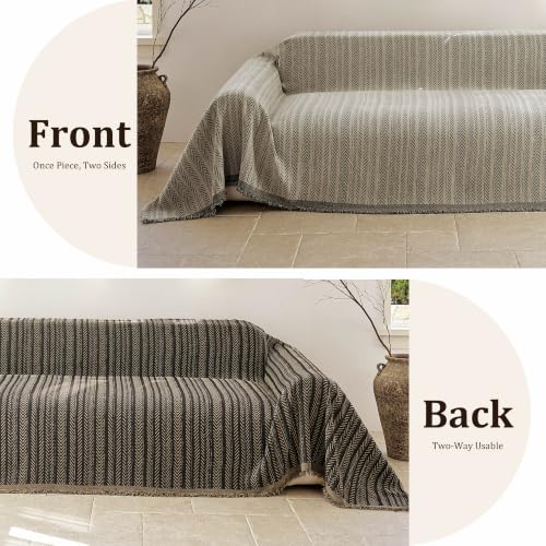VOIR Couch Cover Washable 3 Cushion Chenille Sofa Slipcover, Warm Stone - image 7