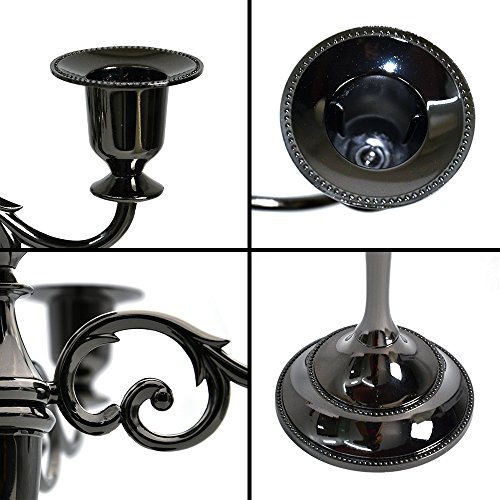 Tidelence JSZT-BLACK 5-Candle Metal Candelabra Candlestick Holders 10.24 Inch Tall Candle Holder Wedding Event Candelabra Candle Stand(Black Candelabra) thumb #2