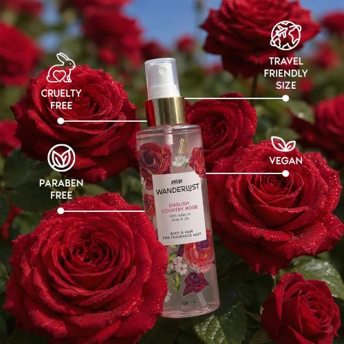 Image of Nykaa Wanderlust English Country Rose Travel-size Perfume Hair & Body Mist 100ml | Long-Lasting Floral Fragrance | Rose & Fresh Lily | Lightweight, Non-Sticky