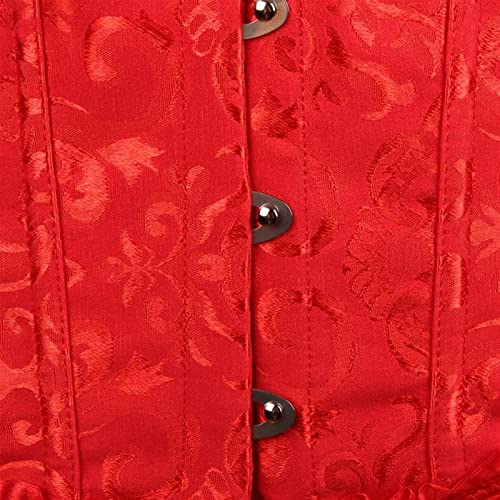 Dames Gothic Bustiers Corsets Satijn Beenkant Lace Up Overbust Bridal Lingerie (Kleur : Red, Size : XXX-Large) - Afbeelding 6