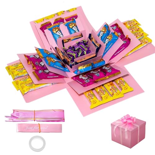 Caja sorpresa de 5 capas, caja de regalo creativa, caja de regalo explosiva, caja sorpresa hecha a mano para regalos de San Valentín, boda, cumpleaños, aniversario de boda (rosa) Caja sorpresa de 5 capas, caja de regalo creativa, caja de regalo explosiva, caja sorpresa hecha a mano para regalos de San Valentín, boda, cumpleaños, aniversario de boda (rosa)